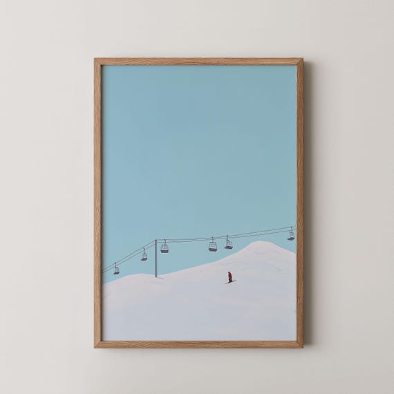 Snowboard Art Miniature People Snowboarding Gifts Prints Wall