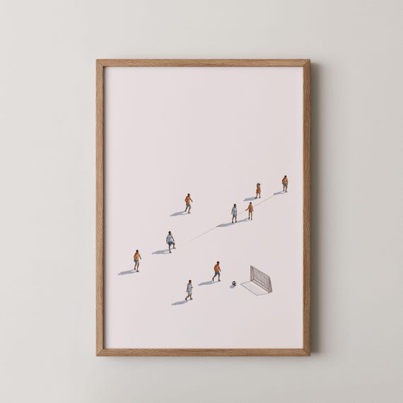Minimalist Soccer Players Art Print, Modern Decor