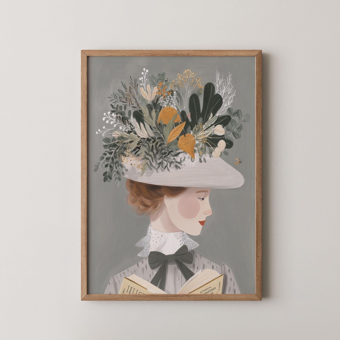 Anne of Green Gables Redhead Reader Floral Bonnet Literary Art Print