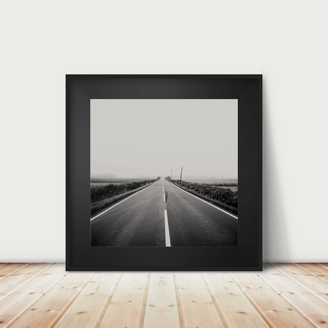 Black And White Road Photograph Dark Art Morning Fog Print Minimalist Decor Travel Photography English Suffolk