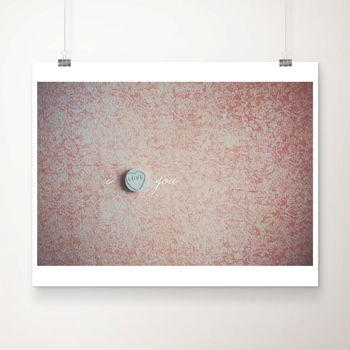 I Love You Candy Heart Sweet Romantic Vintage Photo Art Poster