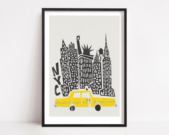 New York Retro Travel Poster, Mid-Century Modern