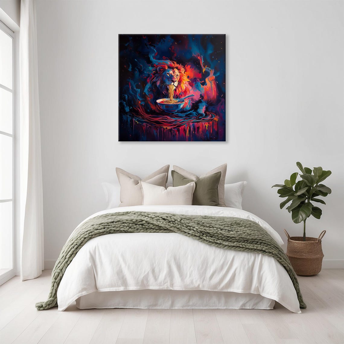 Maximalist Eclectic Ramen Lion Print Bold Altered Animal Portrait Fantasy Fun Colorful Renaissance Rustic Art