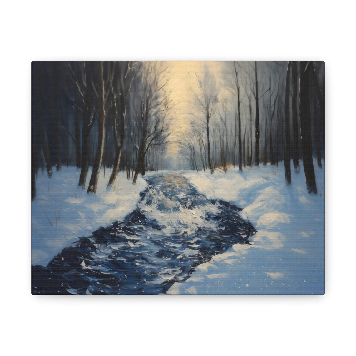 Snowy Pine Forest Stream In Winter Morning Light Landscape Print - Image 3