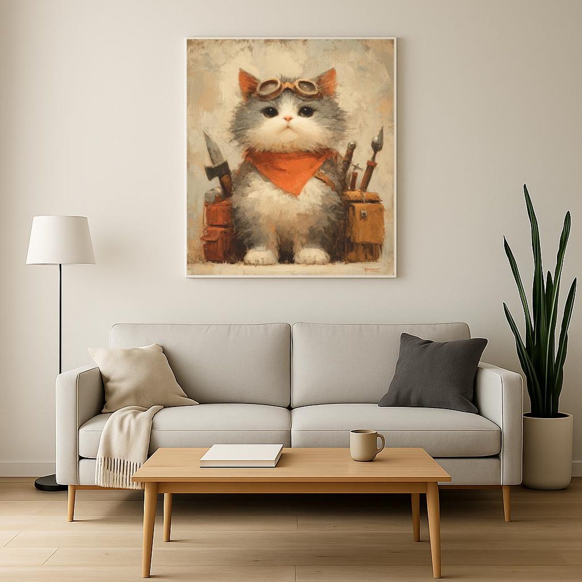 Steampunk Pilot Kitten Aviator Goggles Whimsical Adventure Cat Poster - Image 3