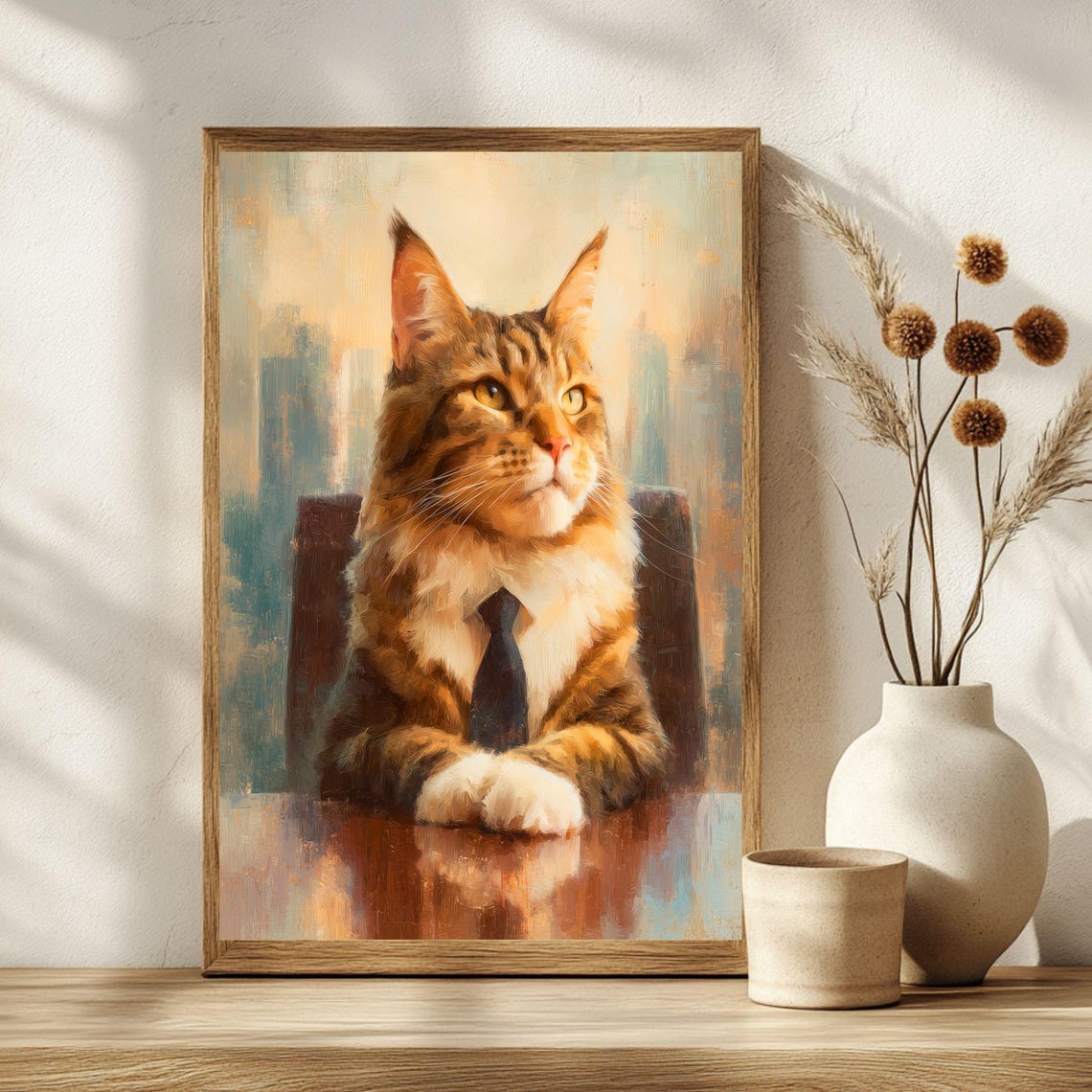 Ceo Cat Art Gift For Dad Office Poster Workplace Wall Decor Pet Owners Modern Home Funny