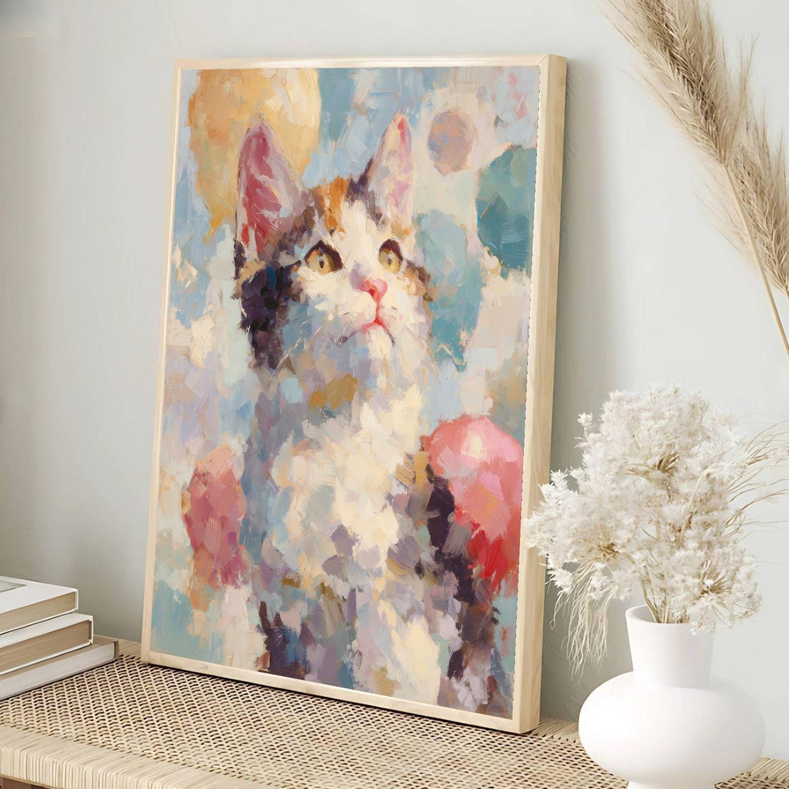 Calico Kitten Impressionist Pastel Dabs Painterly Cat Poster - Image 3