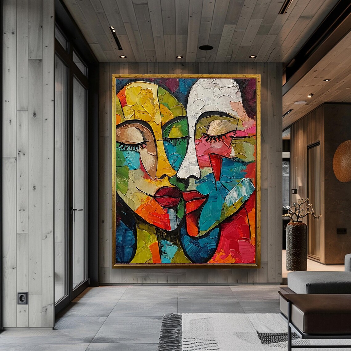 Picasso-Style Kissing Art Print, Modern Decor - Image 5