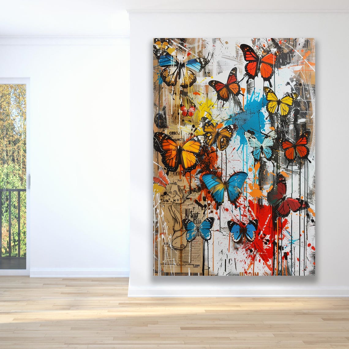 Butterfly Graffiti Print Colorful Urban Wall Art Street Style Butterfly Decor Vibrant Abstract Graffiti Art Framed Modern Art - Image 5