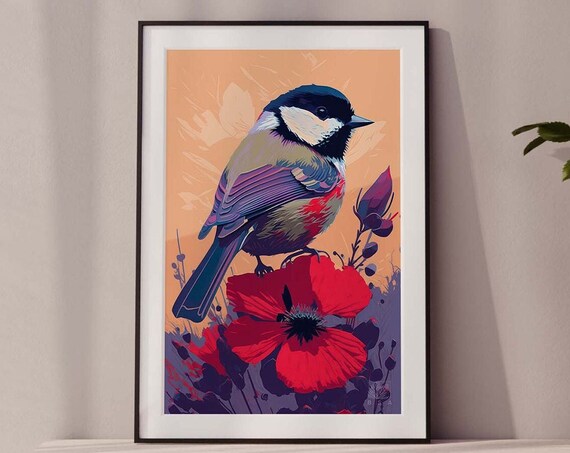 Chickadee Bird Wall Art Flowers And Birds Winter Chickadee Floral Modern Chic Decor Spring Kitchen Poster Paul Gauguin Style Poster