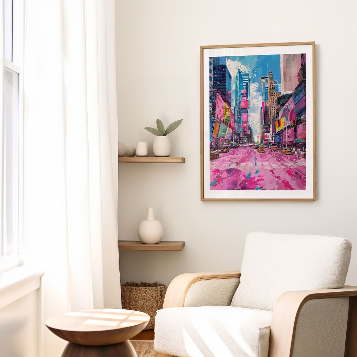 Vibrant Pink Times Square New York City Pop Street Art Poster - Image 2