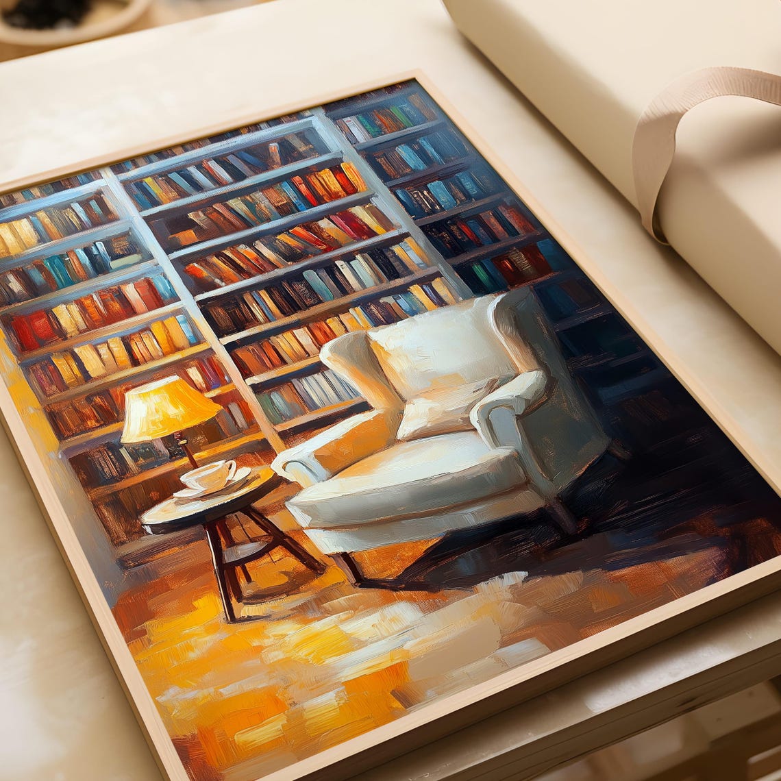 Cozy Reading Nook Armchair Library Oil Painting Book Decor Poster - Image 7