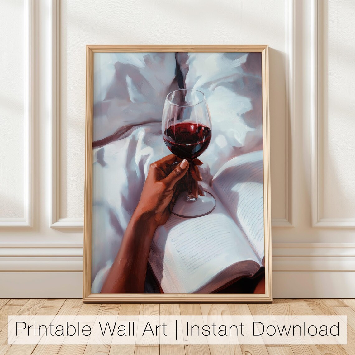 Red Wine Glass Over Open Book Cozy Book Lover Reading Poster