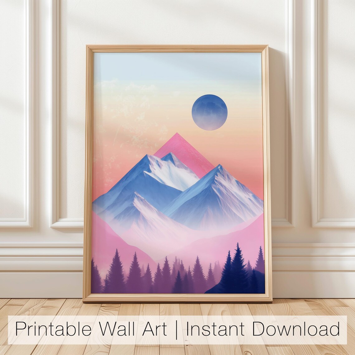 Abstract Mountain Pastel Landscape, Modern Nature Art