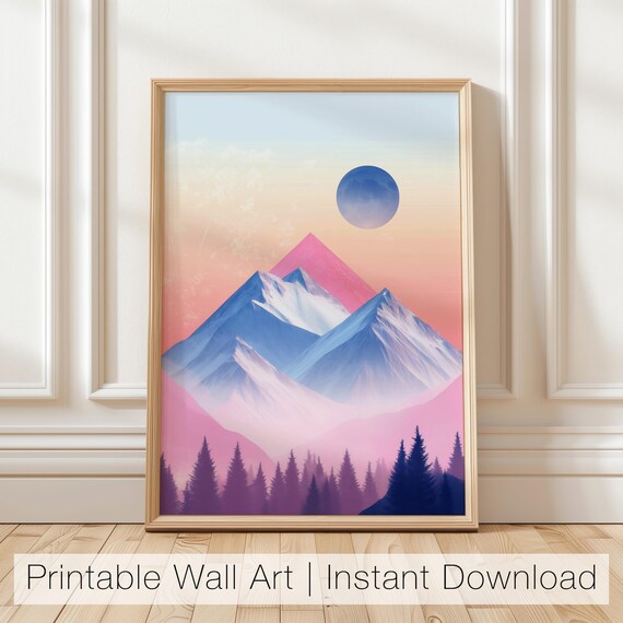 Abstract Mountain Pastel Landscape, Modern Nature Art