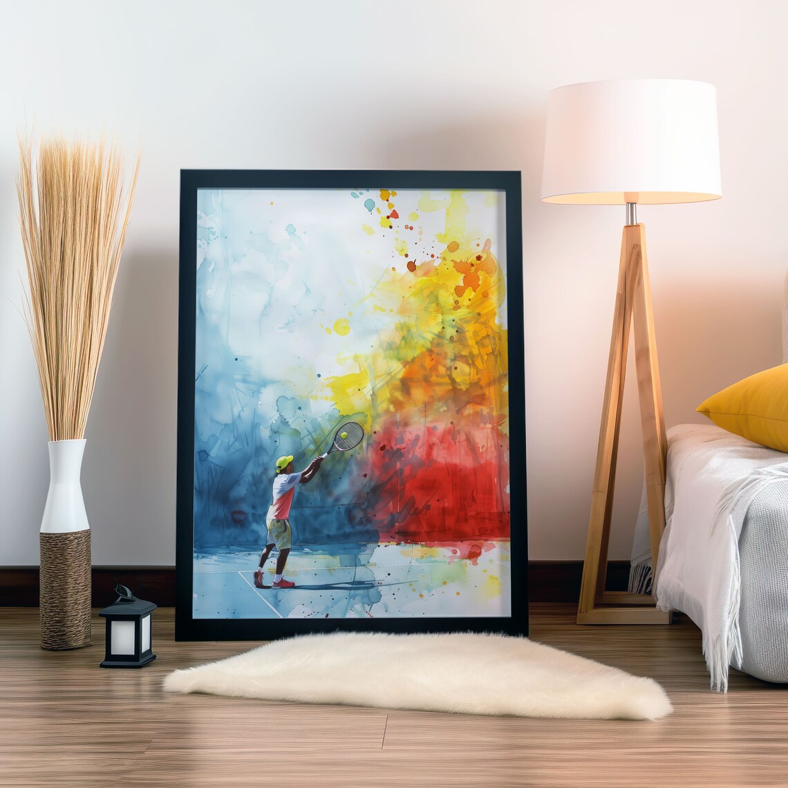 Tennis Player Serve Watercolor Color Splash Sports Art Poster - Image 5