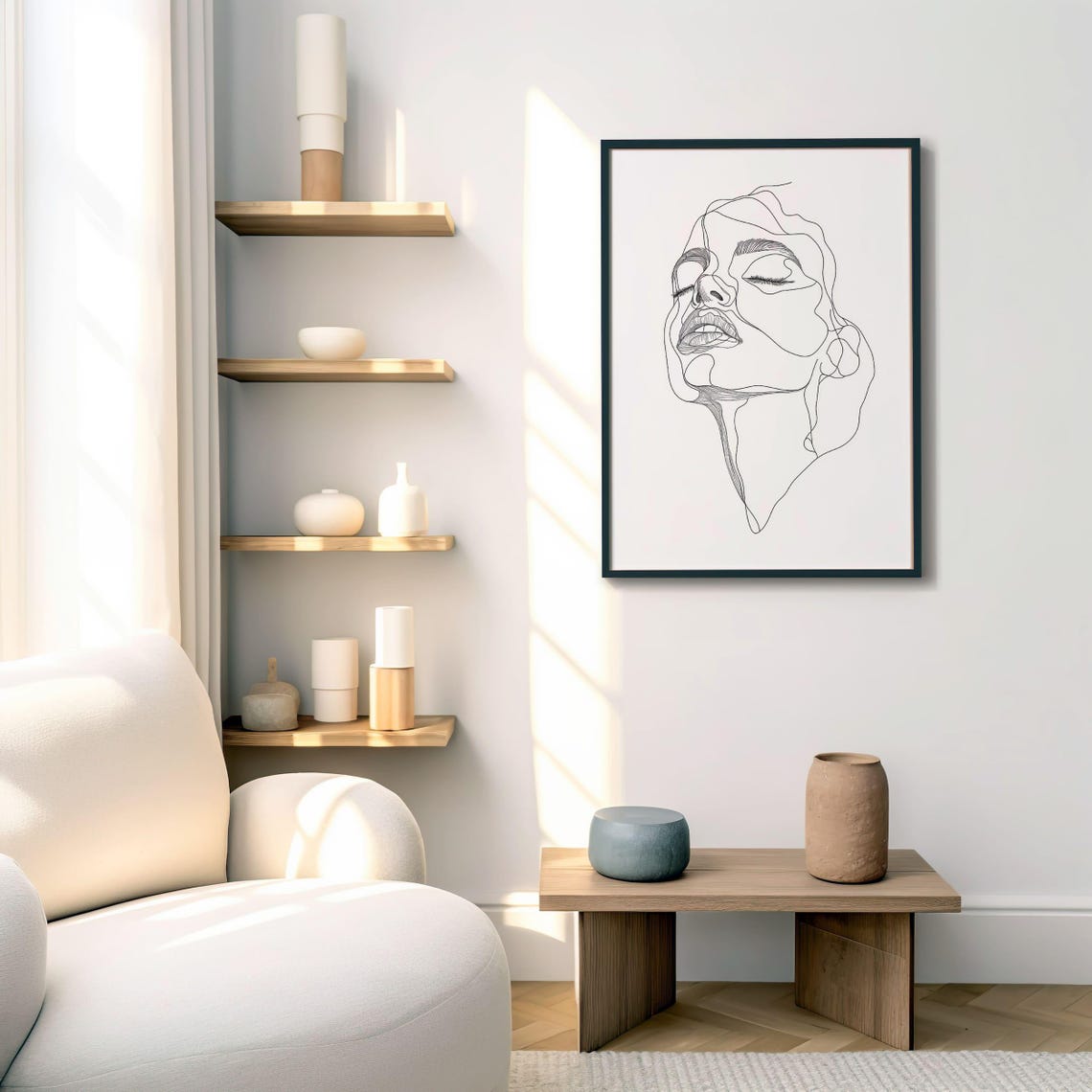 Minimalist Line Art Portrait Abstract Female Face Printable Modern Wall Art Black And White Print Contemporary Art Decor - Image 7