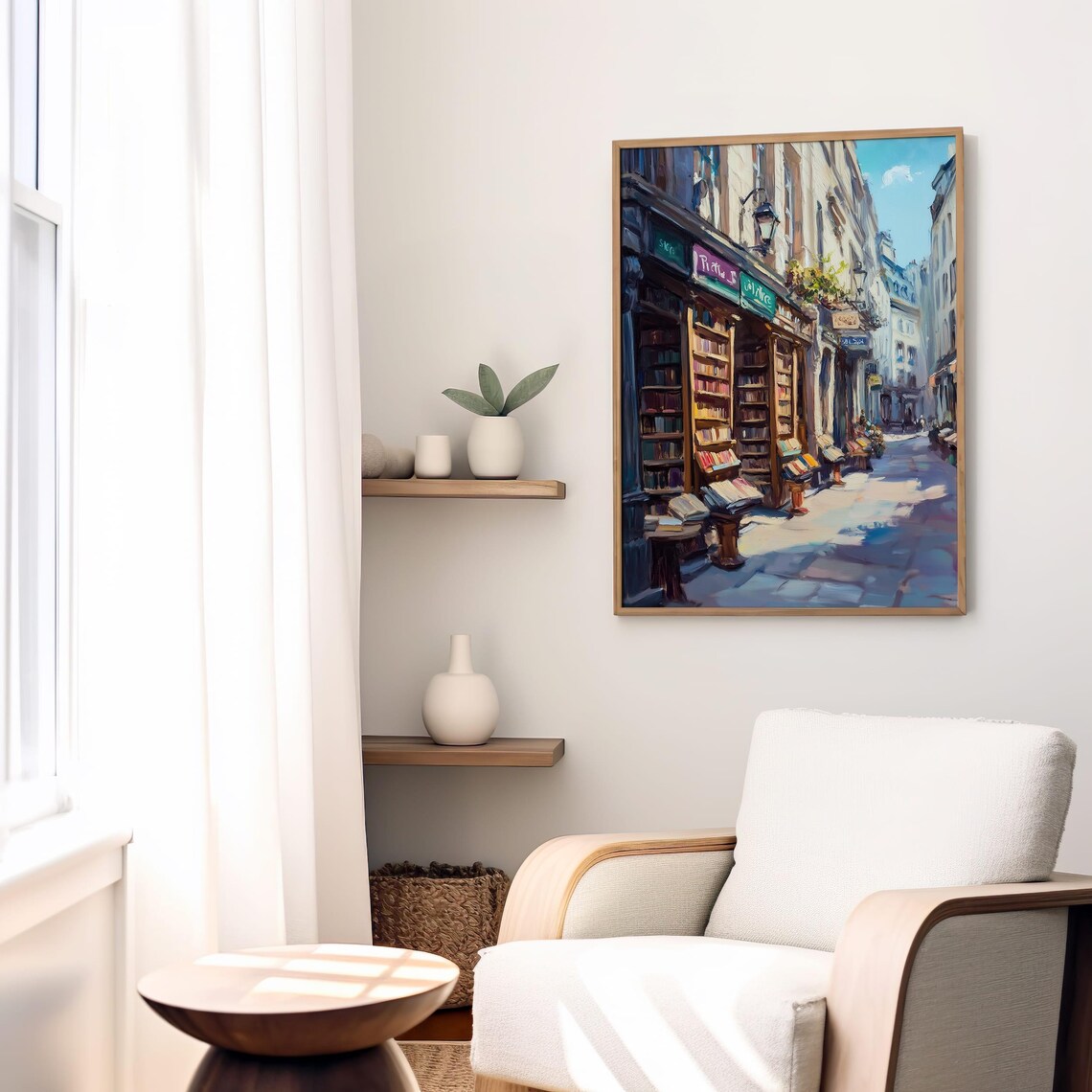 Paris Bookshop Street Painting Cozy Bookstore Europe Travel Poster - Image 8