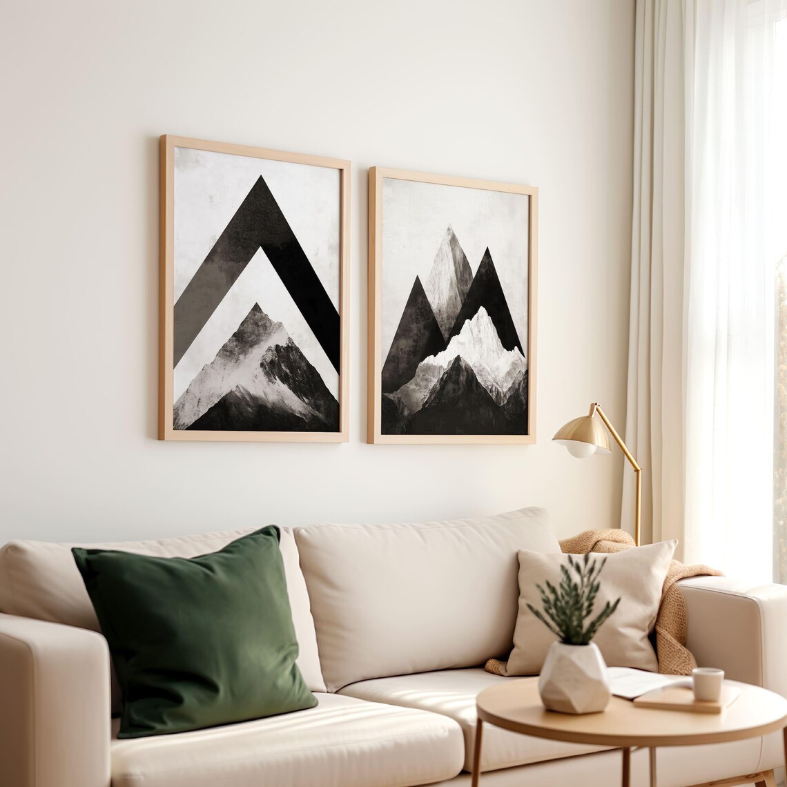 Modern Mountain Art Print, Minimalist Geometric Mountains - Image 2