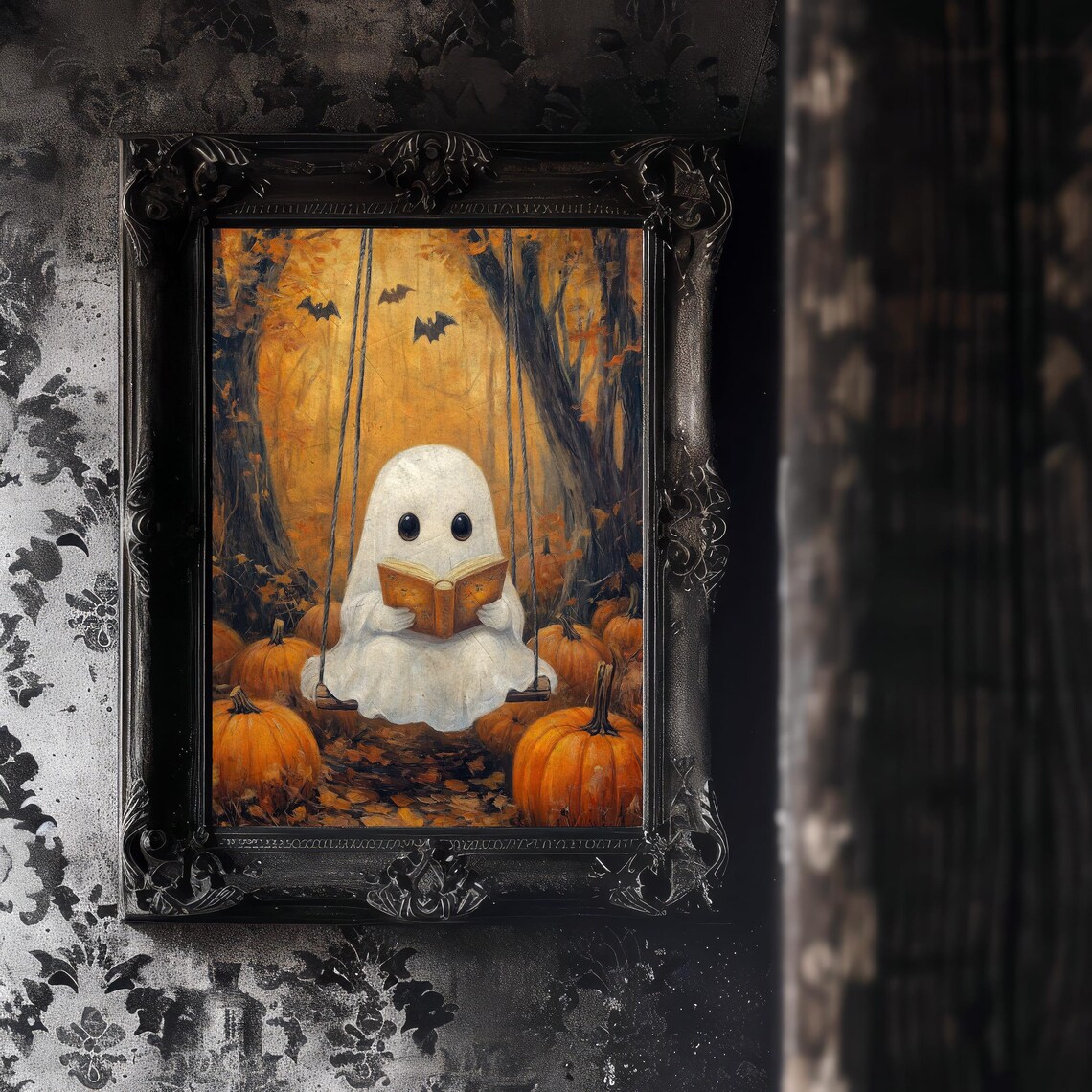 Cute Ghost Reading Art Print Halloween Book Lover Decor Spooky Autumn Wall Art Cozy Fall Art - Image 8