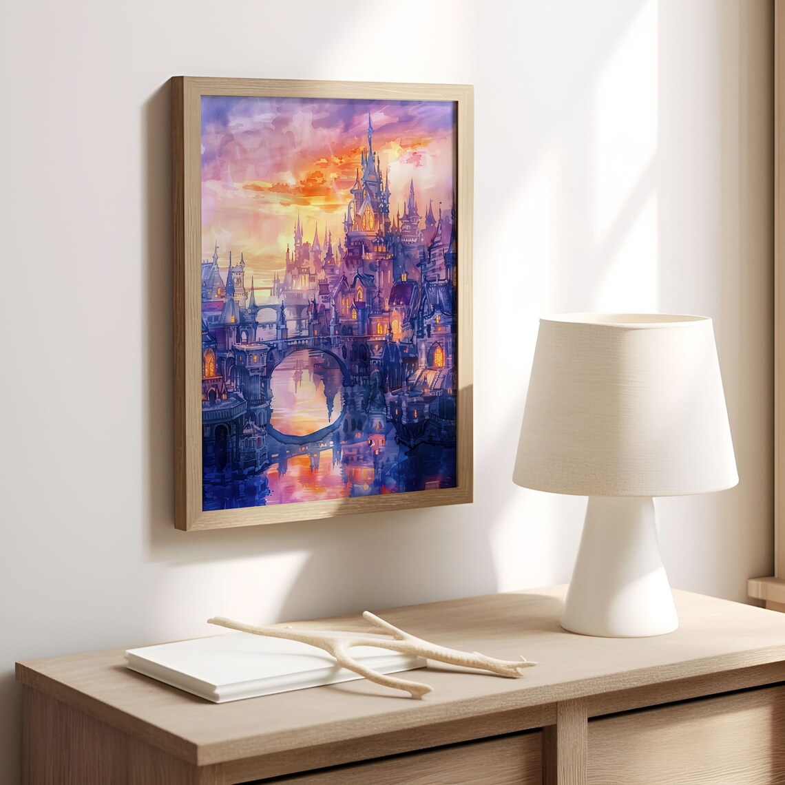 Magical Castle Watercolor Art Print, Fantasy Sunset - Image 8