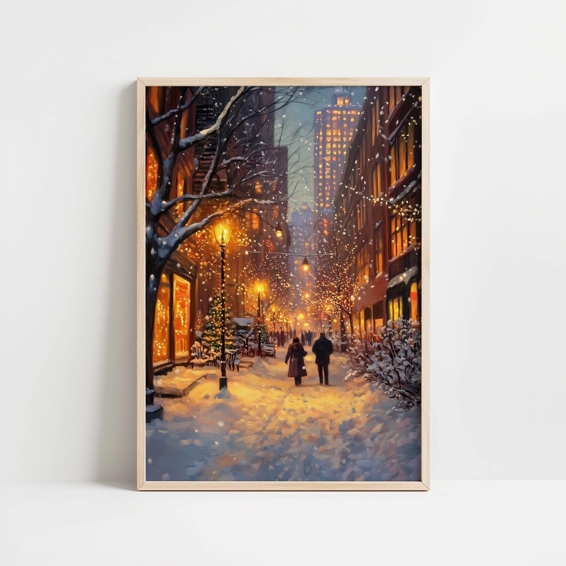 Winter City Street Christmas Art Print, Holiday Cityscape - Image 8