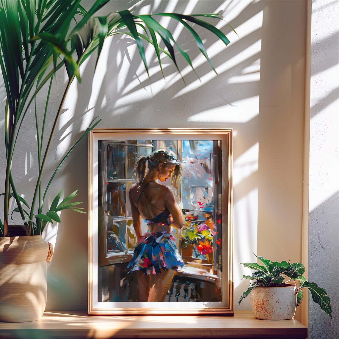 Woman by Sunlit Window Colorful Impressionist Painting Art Poster - Image 8