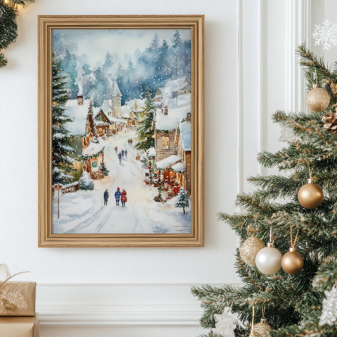 Christmas Village Holiday Scene Poster Print - Image 3