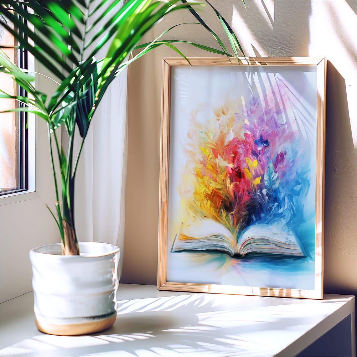 Colorful Open Book Rainbow Paint Splash Literary Decor Art Poster - Image 3