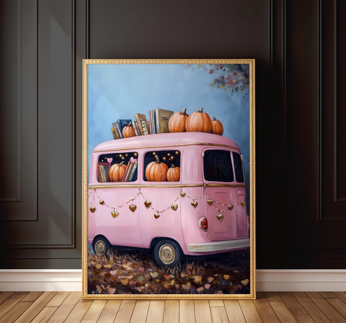 Pink Halloween Art Print Cute Pumpkin Decor Cozy Fall Bookish Wall Art Whimsical Print - Image 8