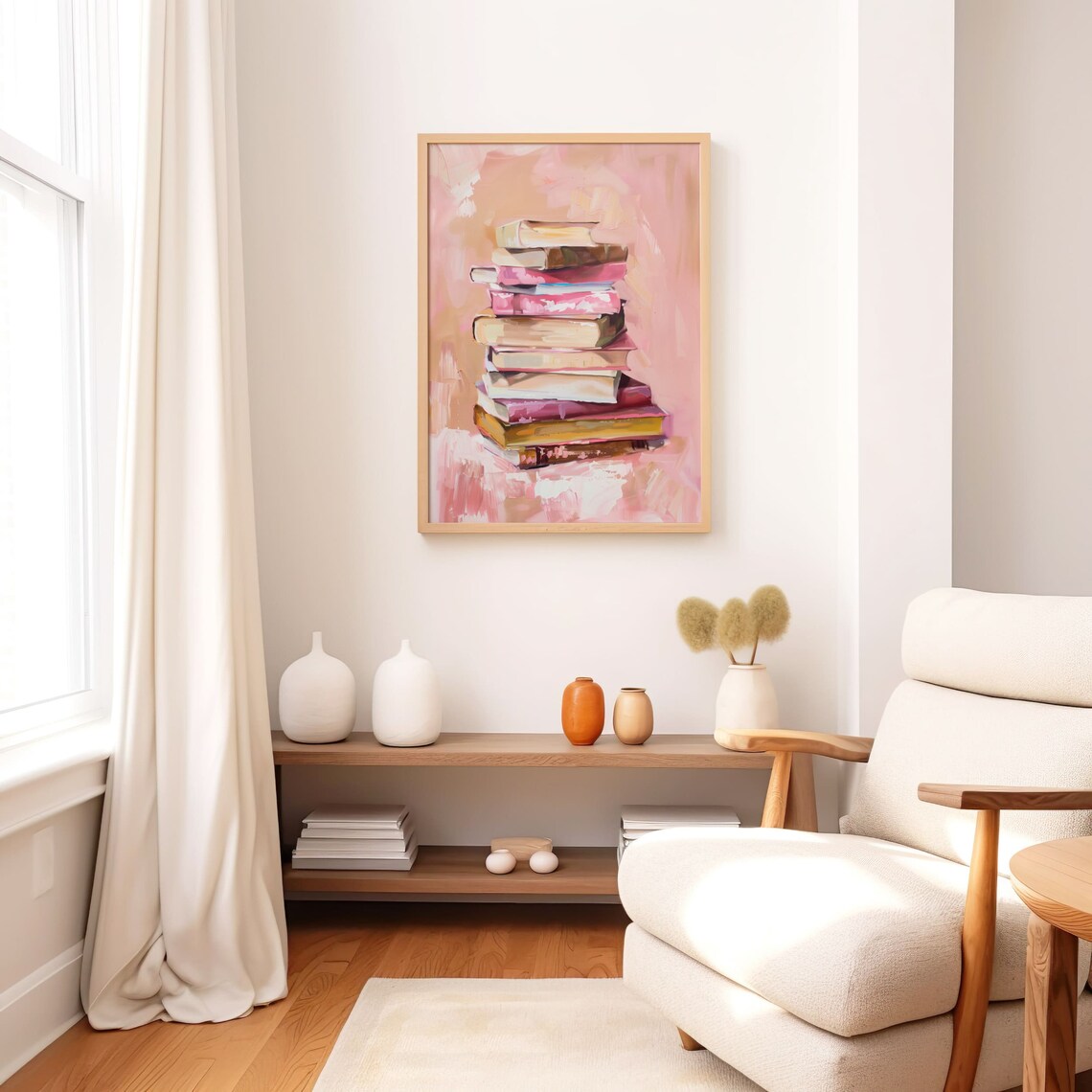 Pastel Book Stack Art Print, Reading Decor - Image 4
