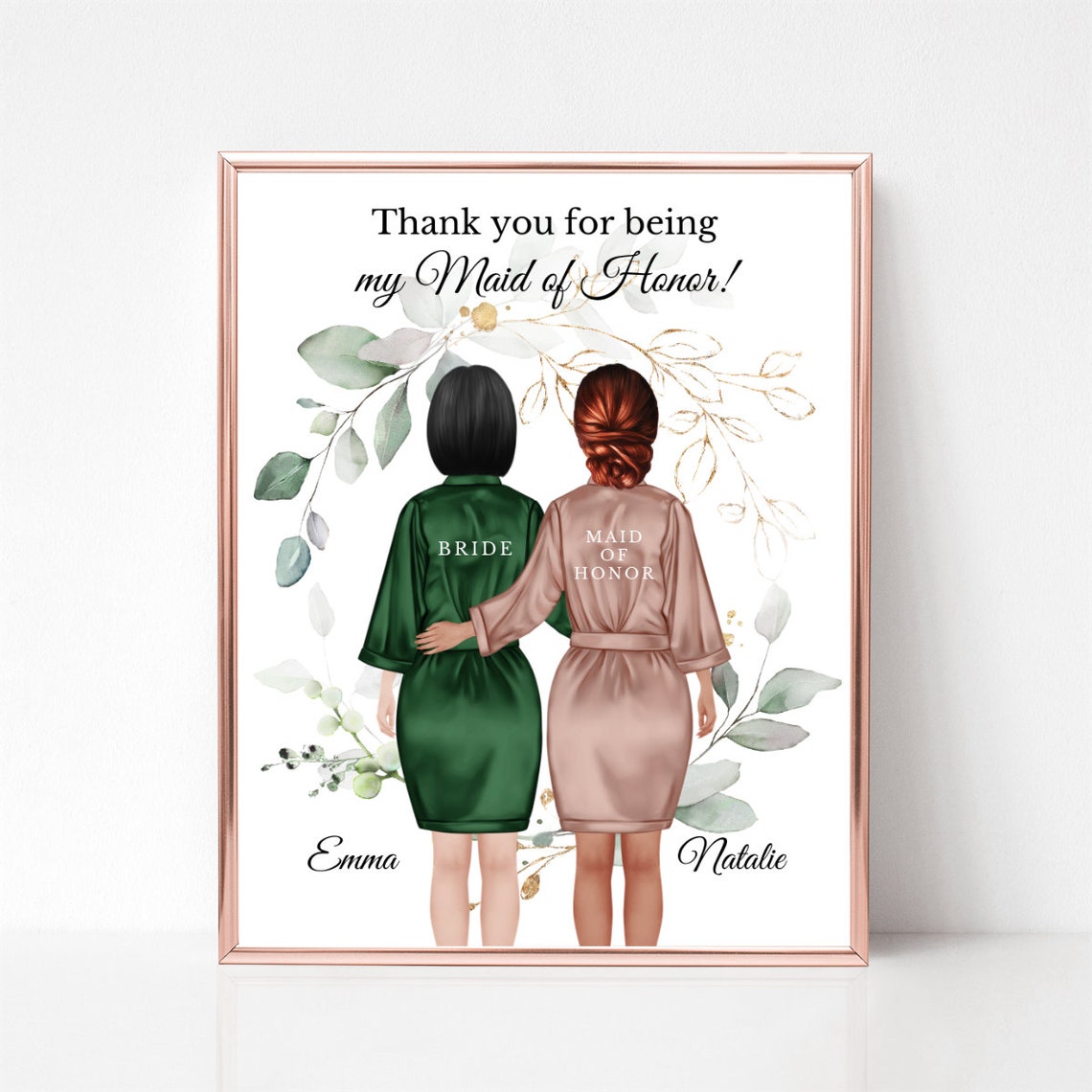 Personalized Thank You Bridesmaid Print Bride and Bridesmaid Gift - Image 3