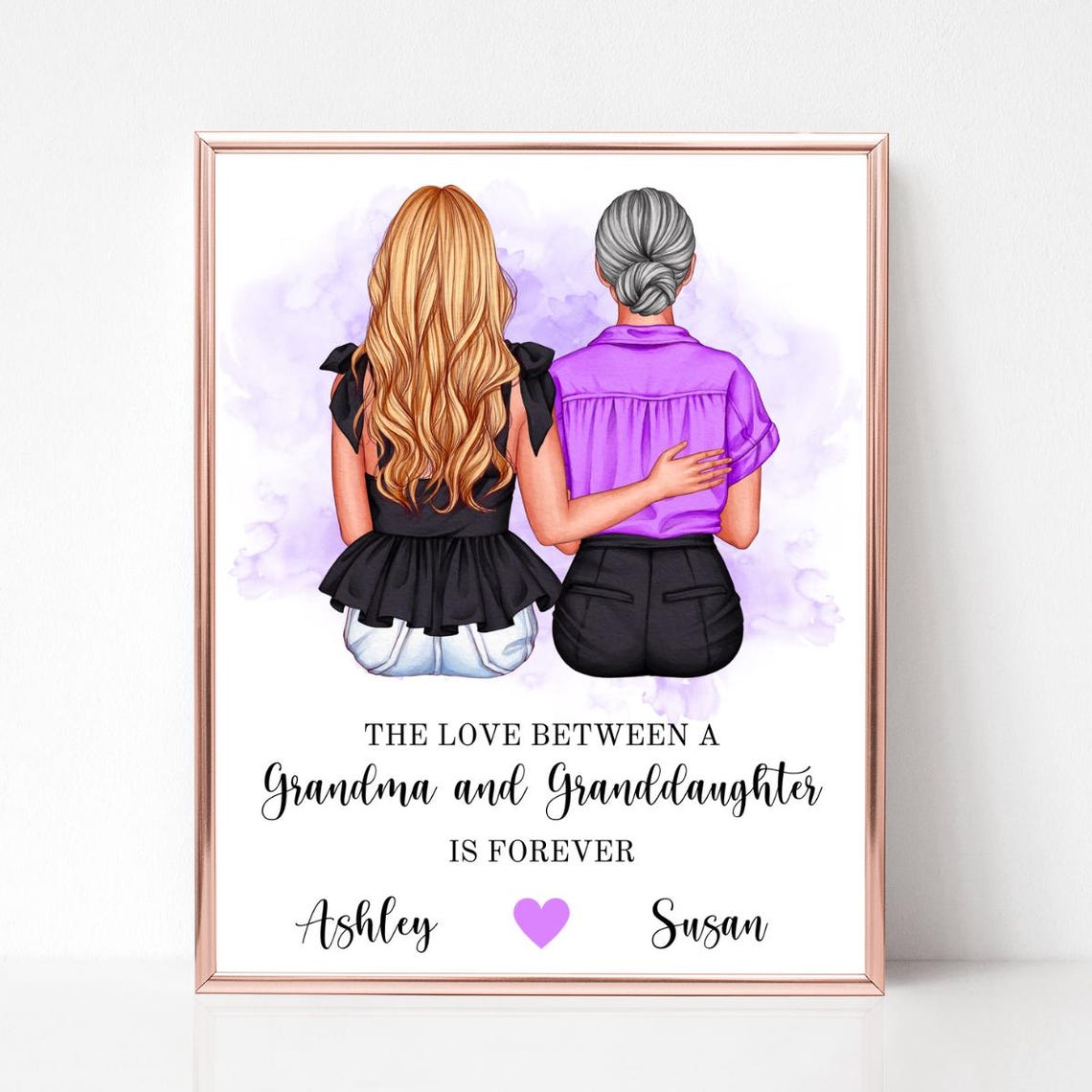 Grandmother And Granddaughter Custom Portrait Mothers Day Print For Grandma Nanny Gift Granny Gift Meemaw Gift From Granddaughter