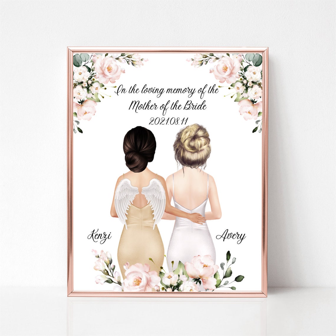 Mother Of The Bride Memorial Print Wedding Parent Print Custom Wedding Memorial Picture Mother Of The Bride Print Mother In Heaven - Image 2