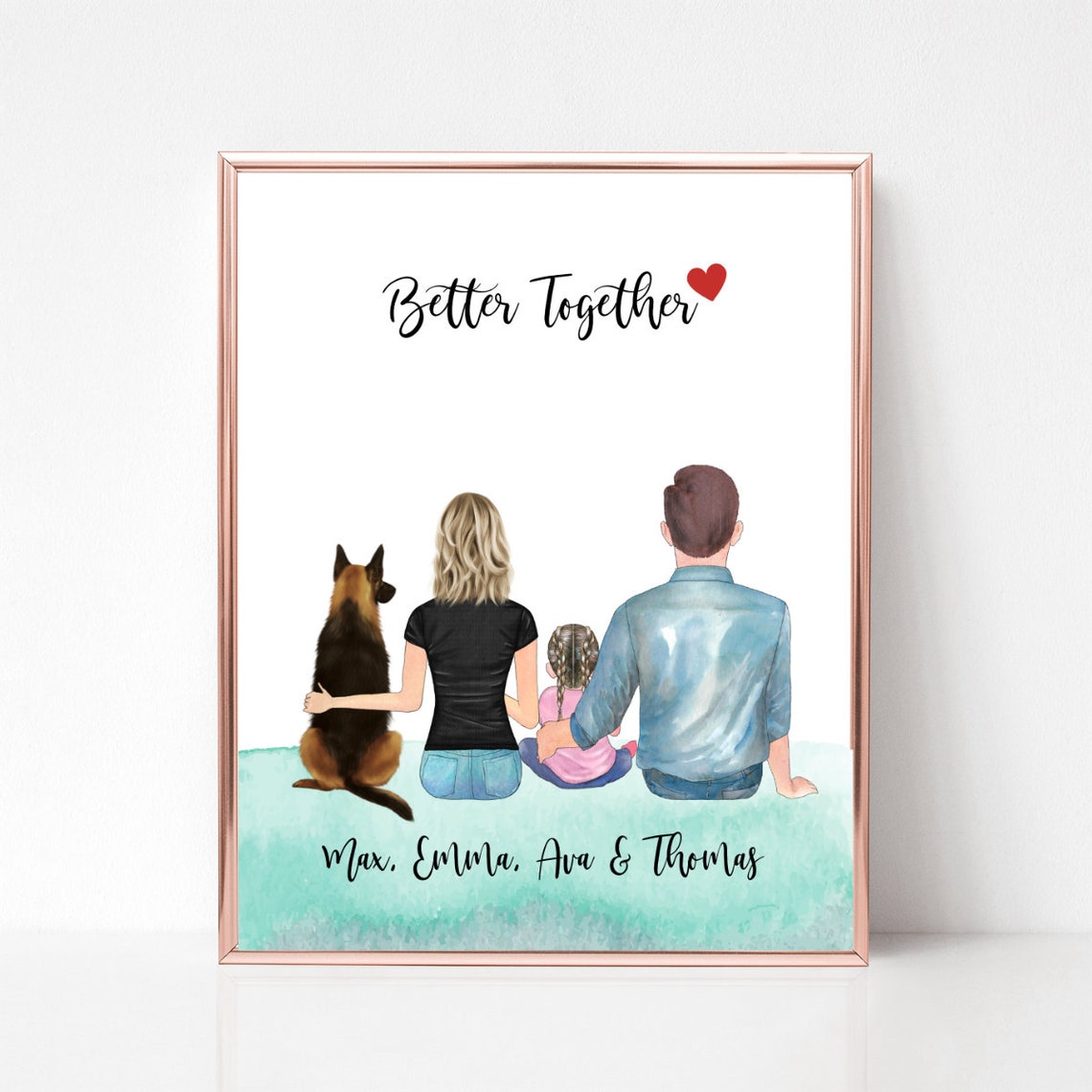 Couple Print Couple With Dog Gift Gift For Anniversary Family Portrait Family Dog Portrait Picture For Boyfriend Gift For Her - Image 2