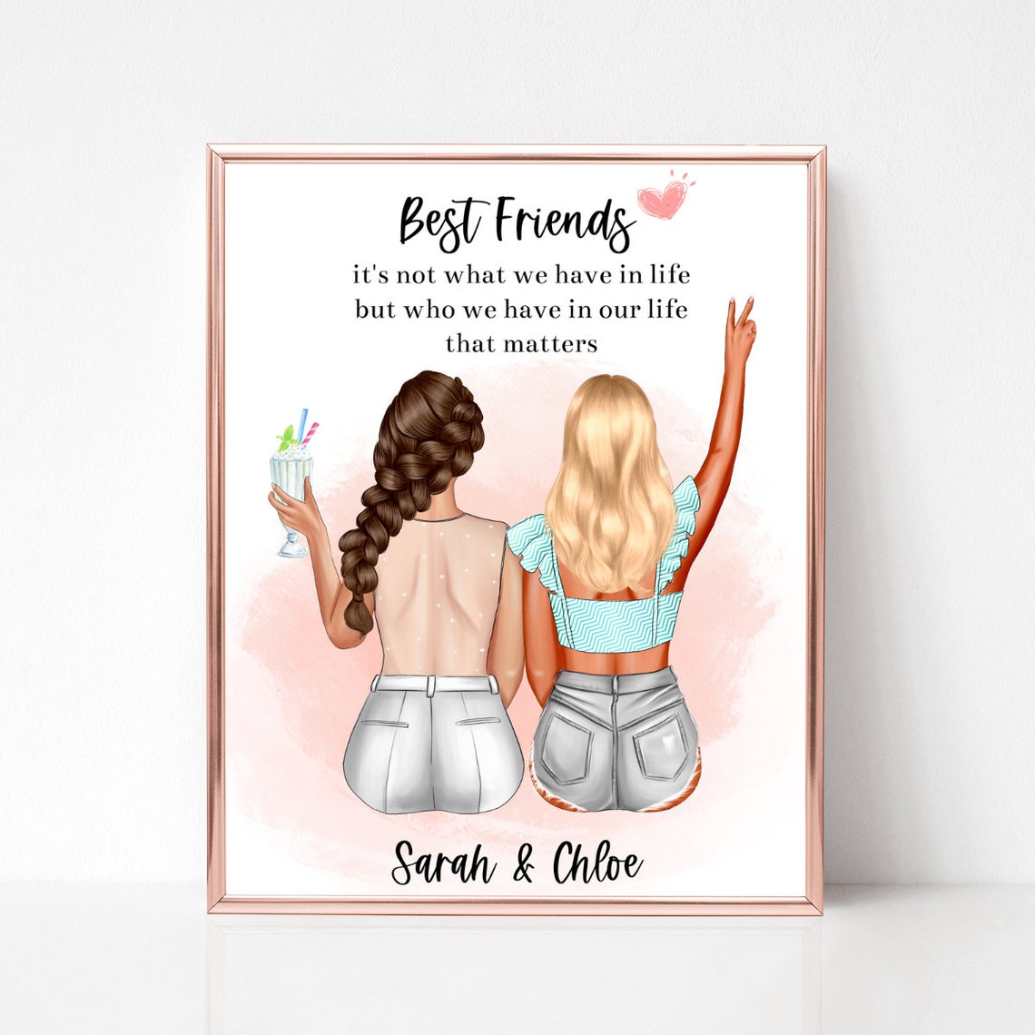 Best Friends Milkshake Quote Custom Two Friends Portrait Poster - Image 2