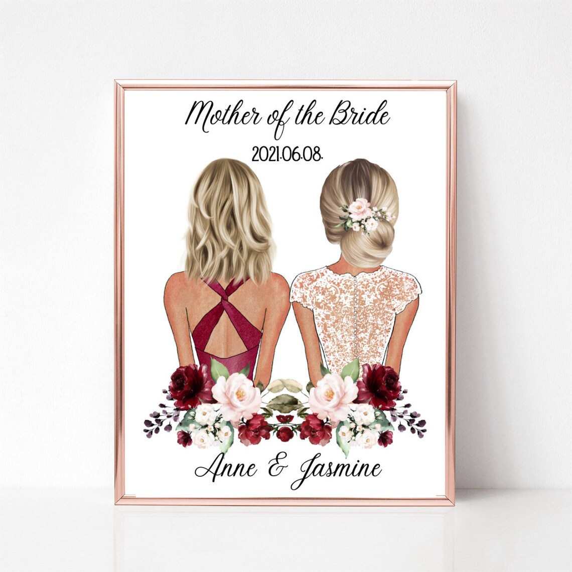 Mother of the Bride Floral Custom Date Wedding Thank You Poster