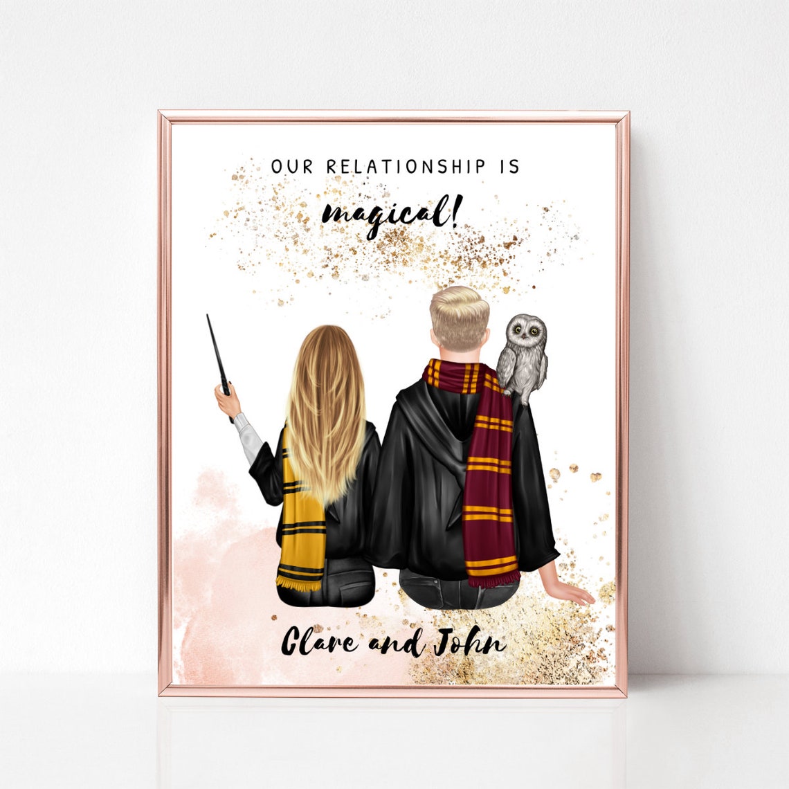 Wizard Couple Custom Portrait Magical Anniversary Gift For Him And Her Poster - Image 2