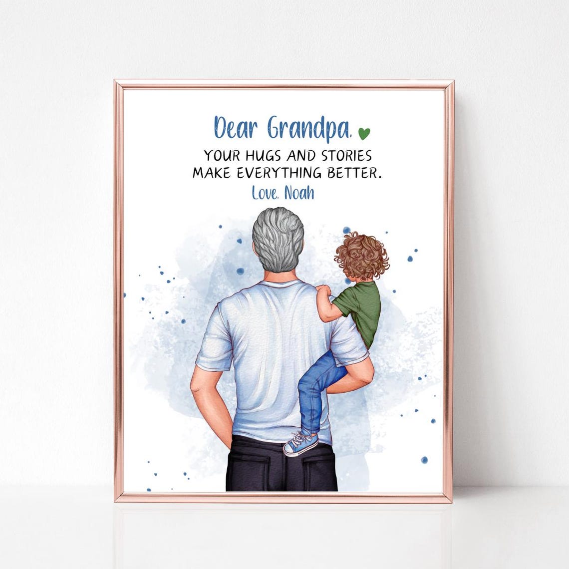 Personalized Grandpa And Grandson Print Granddad And Granddaughter Picture Grandfather Gifts Thank You Gift New Grandpa Print - Image 2