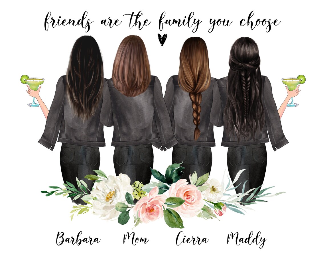 Four Friends With Margaritas Friends Are The Family You Choose Poster - Image 2