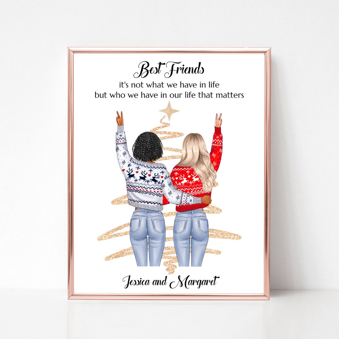 Best Friends Christmas Sweaters Friendship Quote Holiday Gift Poster - Image 3