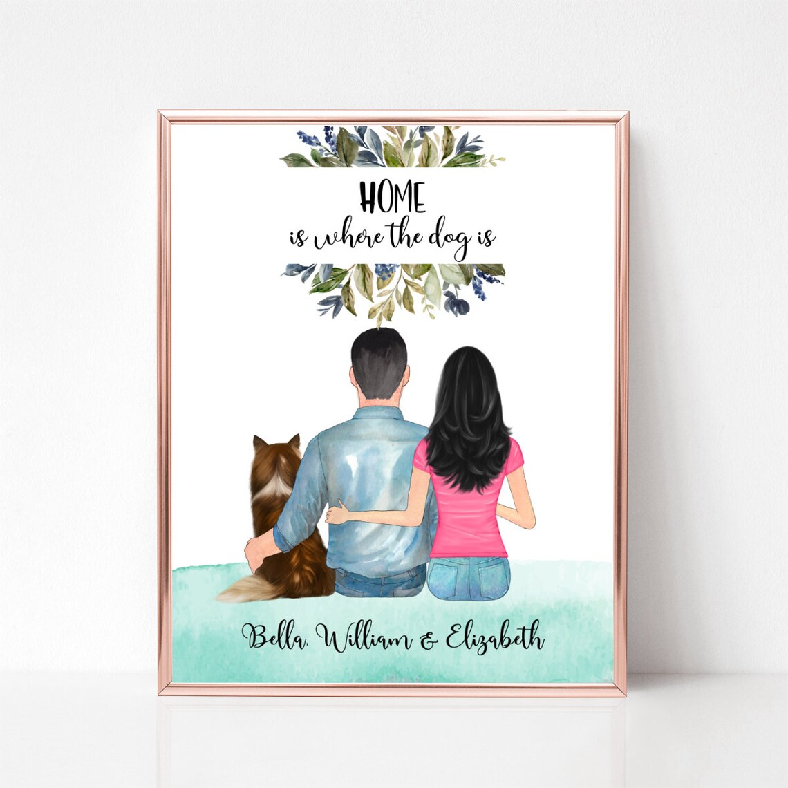 Home Is Where The Dog Is Couple With Dog Quote Family Gift Poster