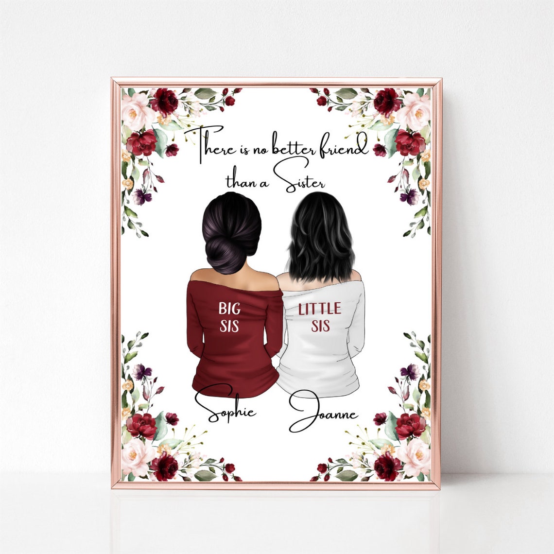 Big Sis Little Sis No Better Friend Floral Sisters Gift Poster - Image 2