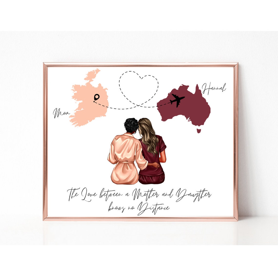 Long Distance Mother Daughter Ireland Australia Map Portrait Poster - Image 4