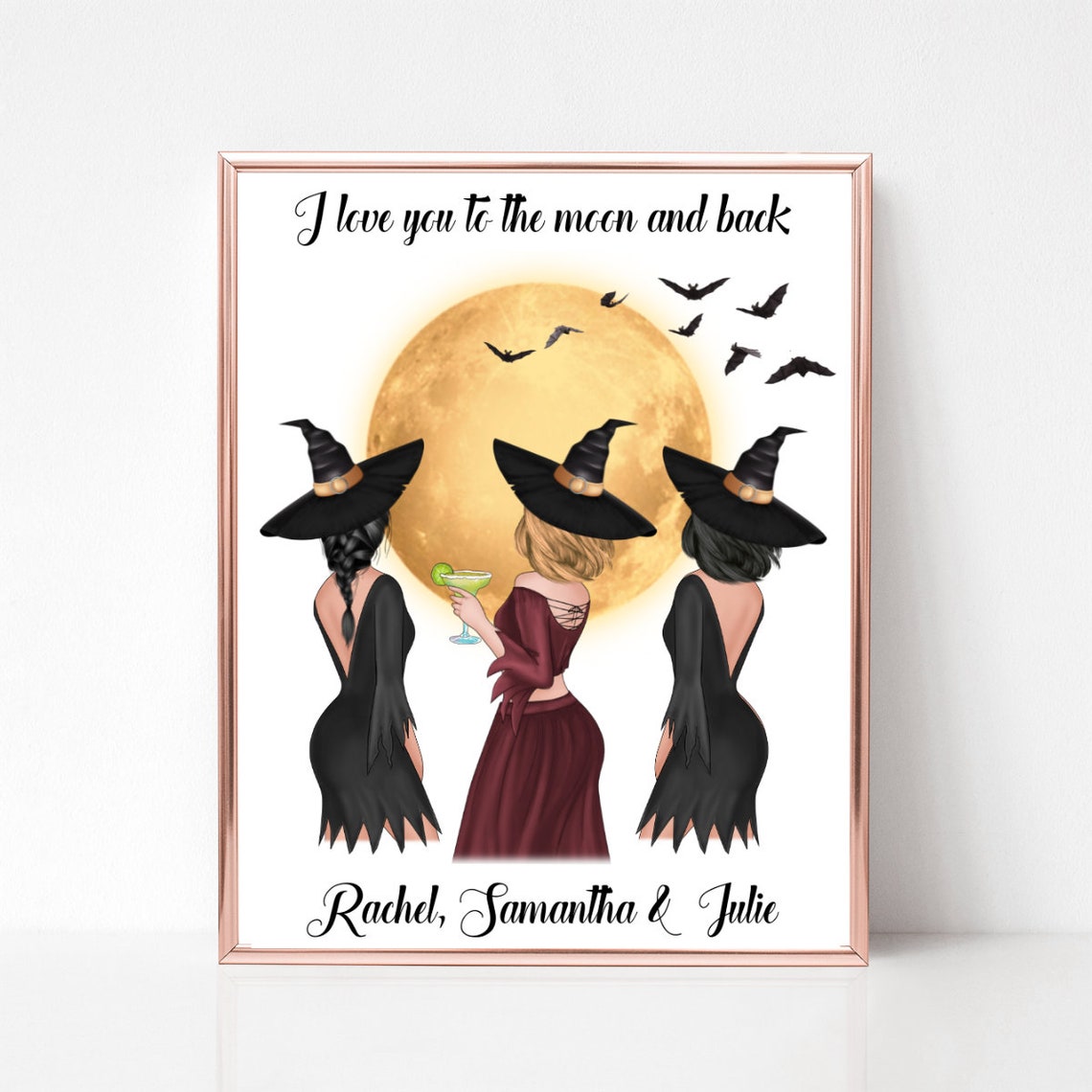 Witch Best Friends I Love You to the Moon and Back Quote Poster