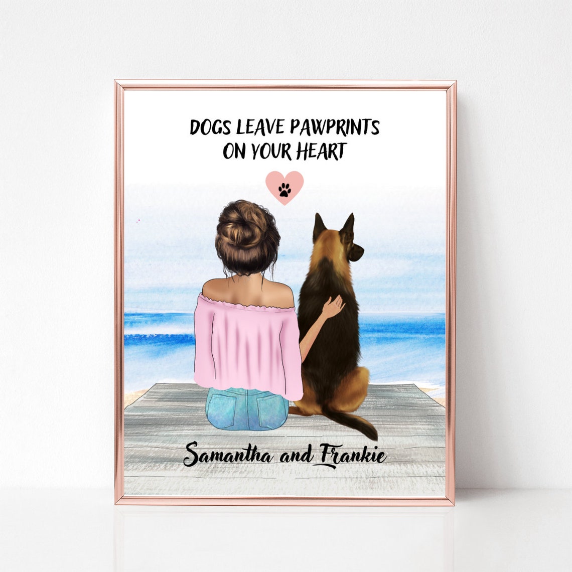 Dogs Leave Pawprints On Your Heart Custom Dog Mom Print Dog Mom Gift Dog Lover Print Dog Portrait Personalized Dog Gifts Dog Mom Print