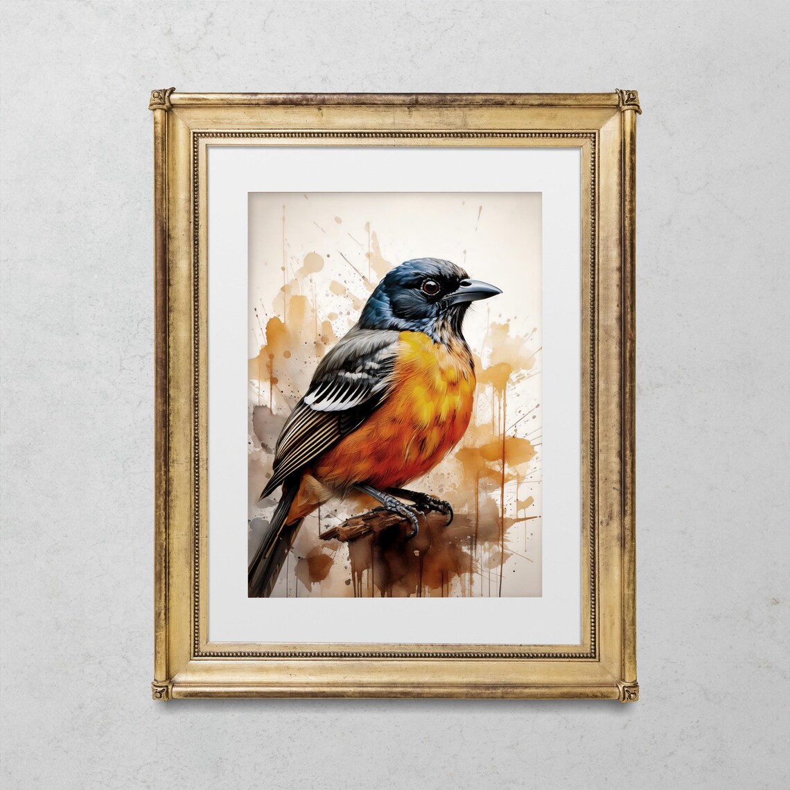 Baltimore Oriole Bird Painting Art Print, Home Decor