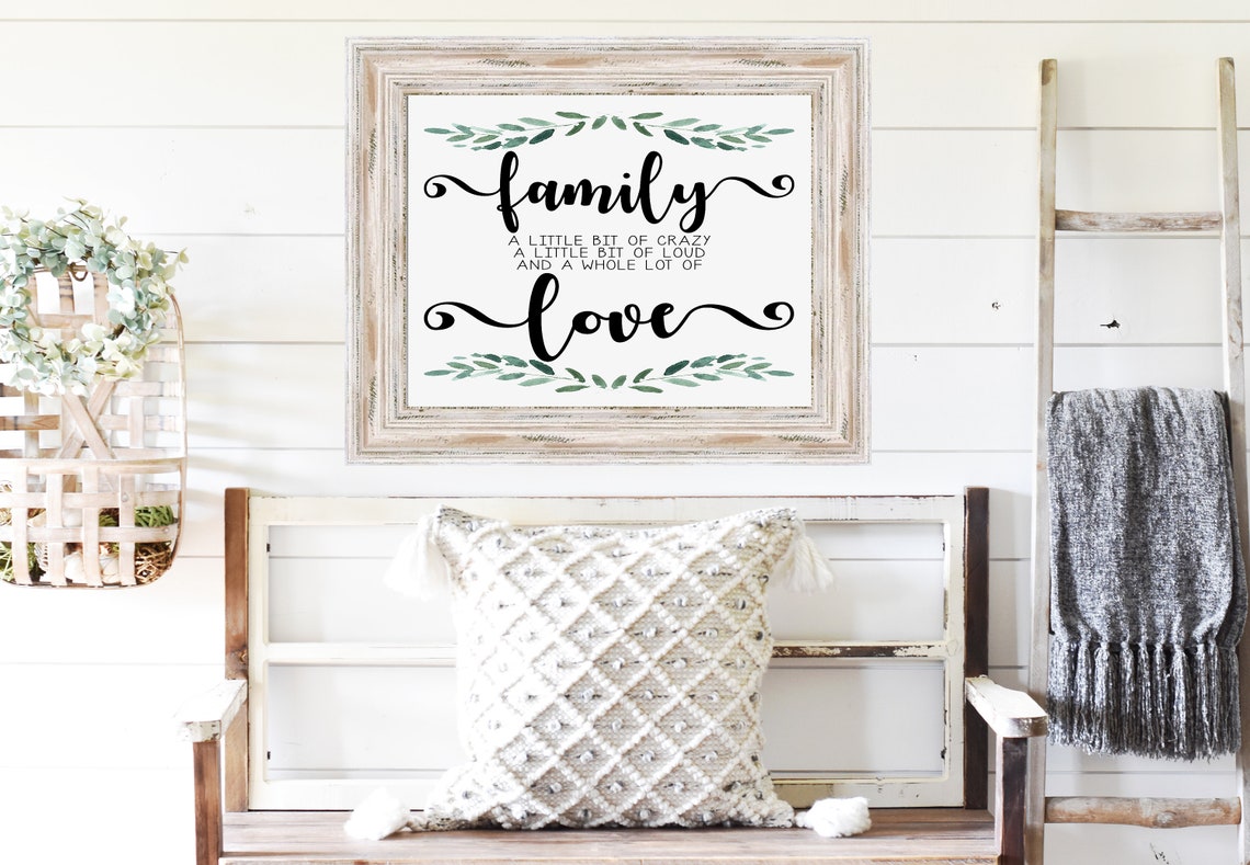 Family Love Quote Wide Farmhouse Poster with Script Typography
