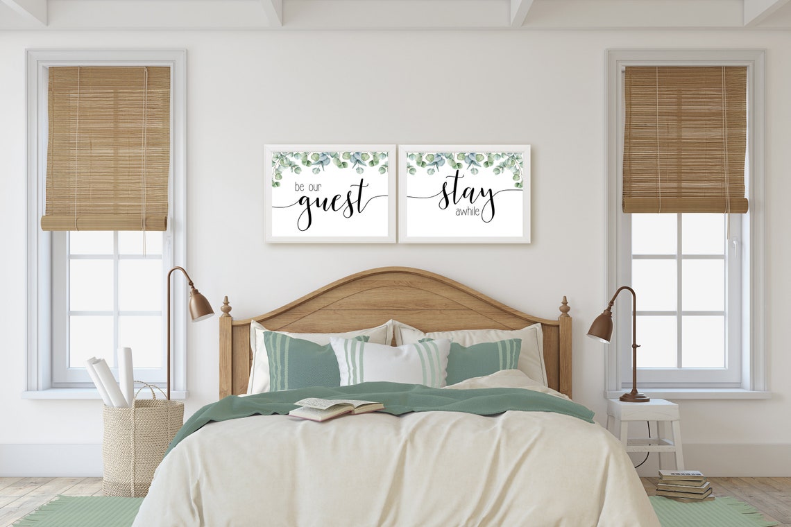 Be Our Guest Stay Awhile Eucalyptus Two Piece Guest Room Poster
