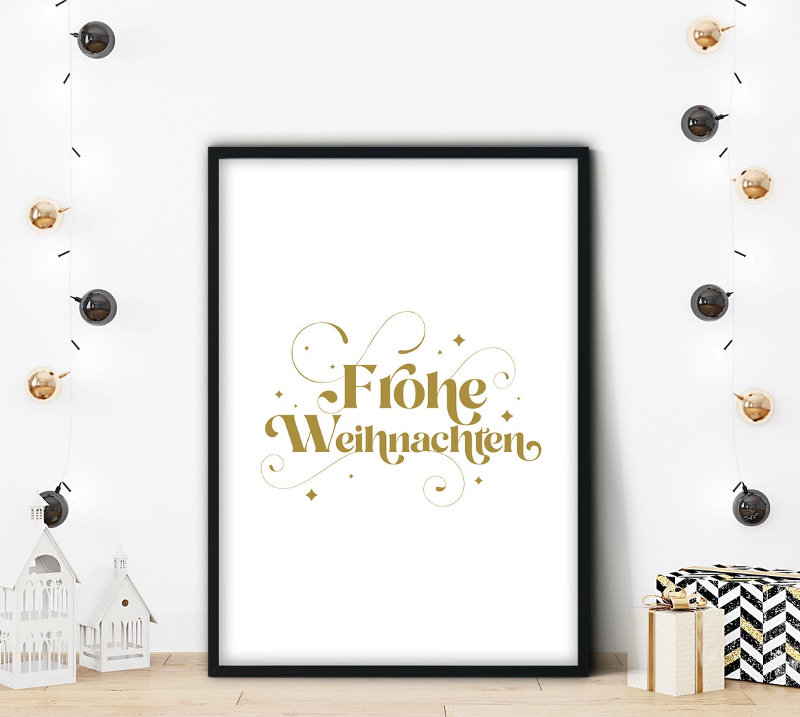 Frohe Weihnachten Gold Script German Christmas Holiday Poster - Image 2